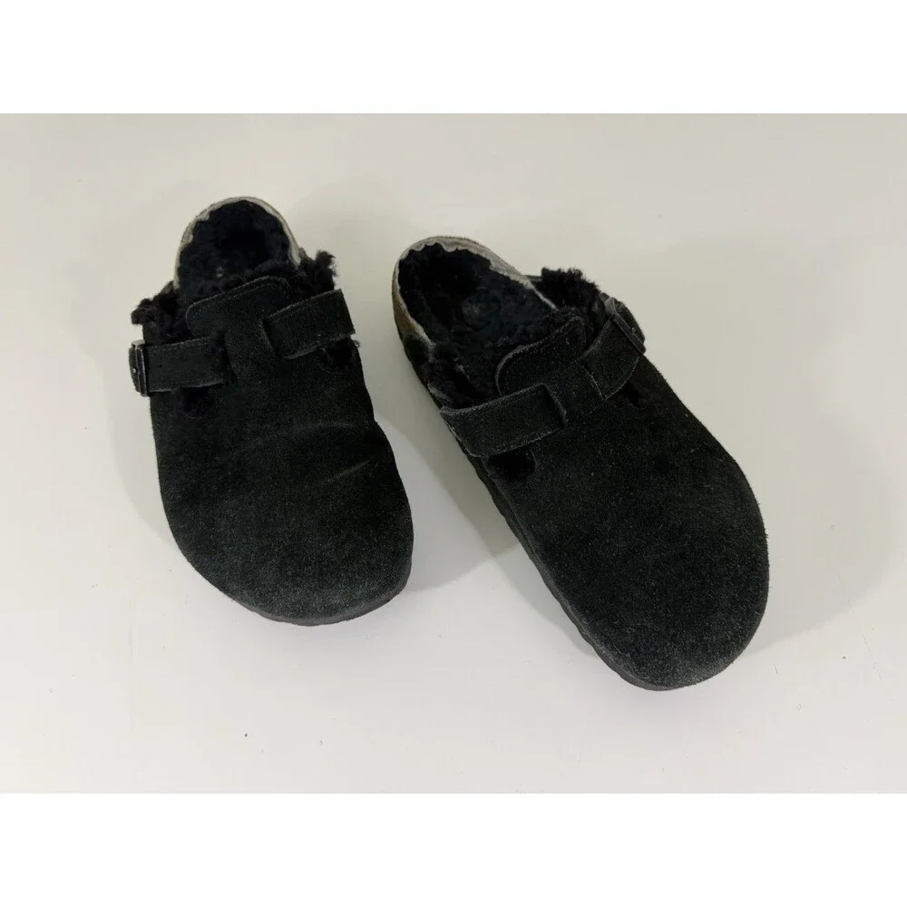 Birkenstock Boston Shearling Lined Clog Black Suede EU 40 US 9-9.5 Slow Fashion